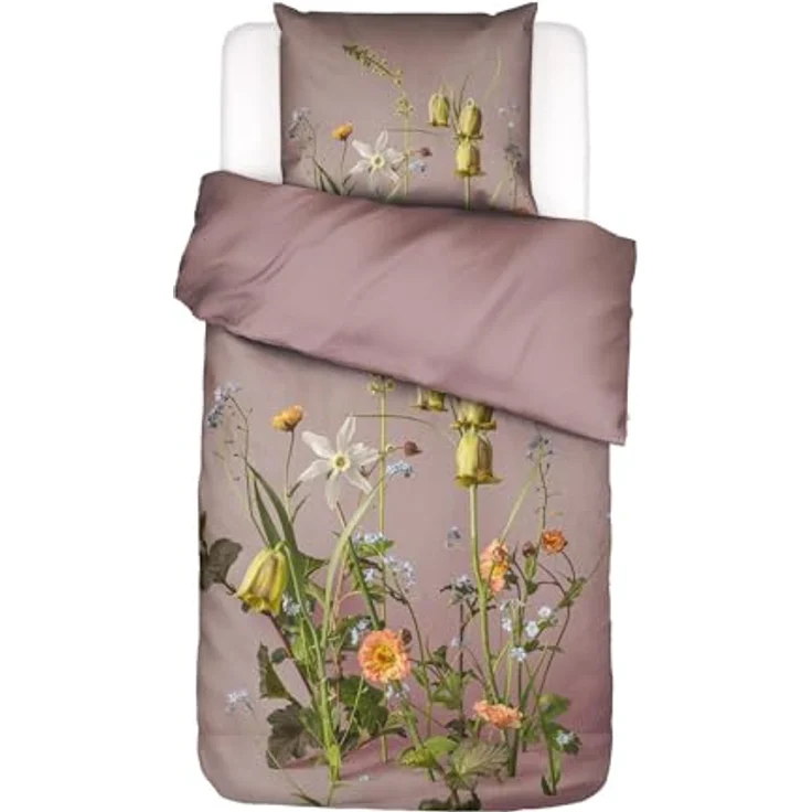 ESSENZA Bettwäsche Ficaria Woodrose, 135x200 + 1x 80x80 cm - 100% Bio-Baumwollsatin 215TC - Blumen, pflegeleicht, GOTS-zertifiziert – Bild 1