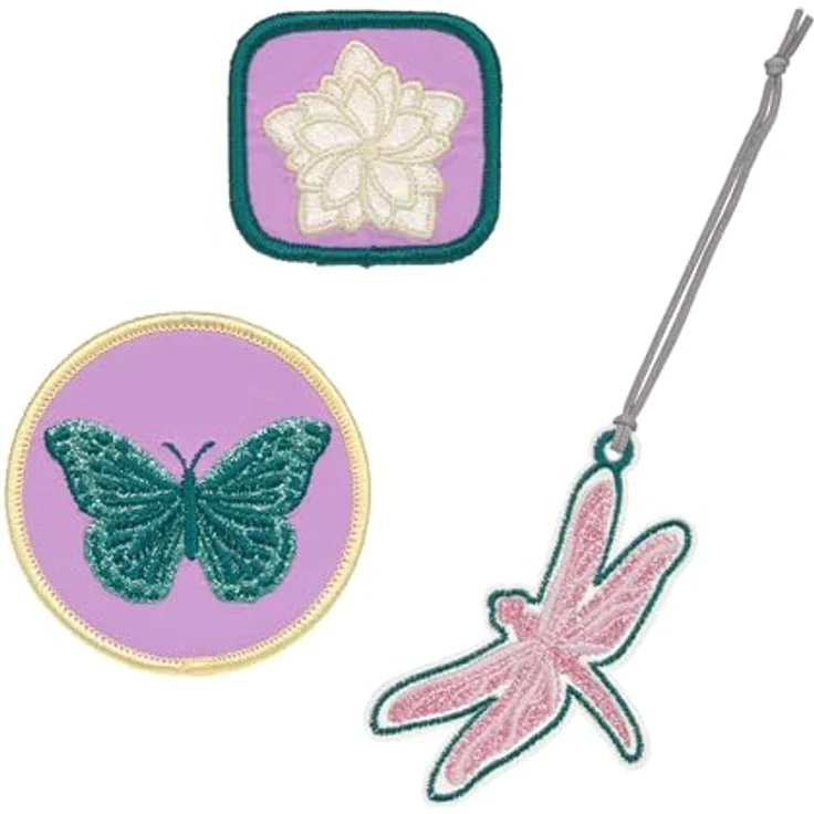 LÄSSIG Anhänger und Patches Set (3 Stk.) mit Druckknopf/School Patches Set Dragonfly – Bild 1