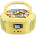 Cyberlux Tragbare Boombox CD-Player mit FM Radio, AUX-In, USB, und Kopfhöreranschluss, glamour gelb
