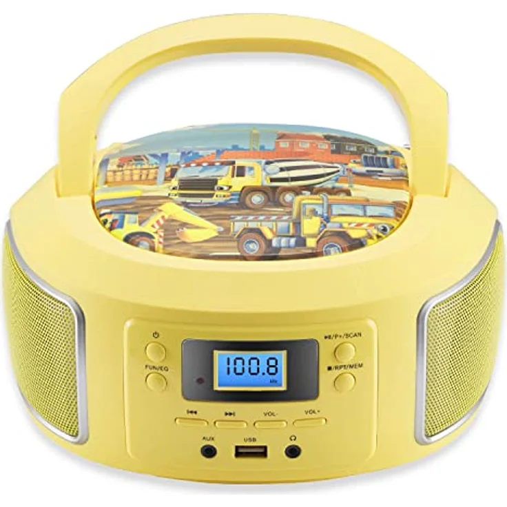 Cyberlux Tragbare Boombox CD-Player mit FM Radio, AUX-In, USB, und Kopfhöreranschluss, glamour gelb – Bild 1