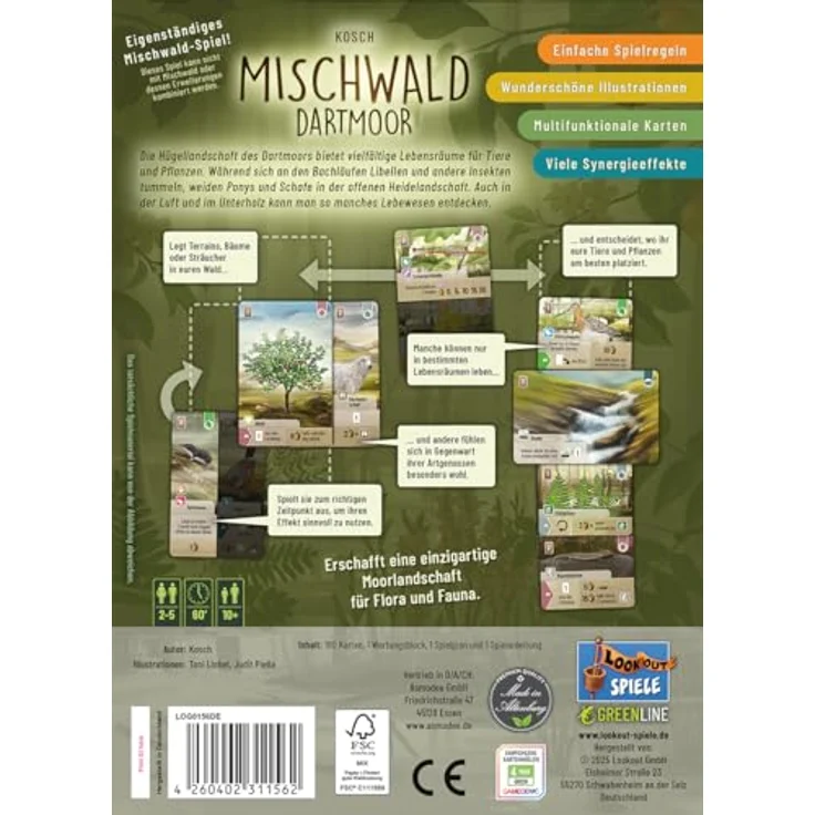 Lookout Mischwald: Dartmoor, Kartenspiel für 2-5 Spieler, Grundspiel mit strategischem Set-Collection und Geländekarten, Deutsch, ab 10 Jahren, 60 Minuten Spielzeit – Bild 2