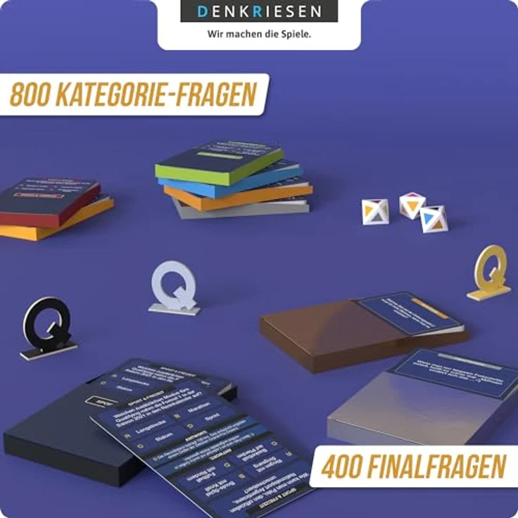 Denkriesen Quizduell Olymp, Brettspiel für 4-12 Spieler mit 1200 Fragen aus 8 Kategorien, Deutsch – Bild 4