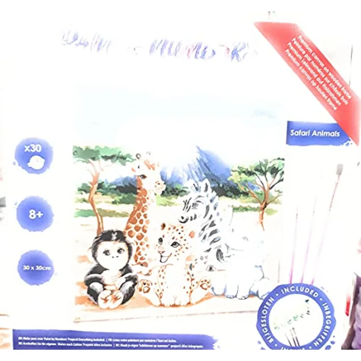 Craft Buddy PBN3030F - Paint by Numbers, Safari Animals, 30x30 cm