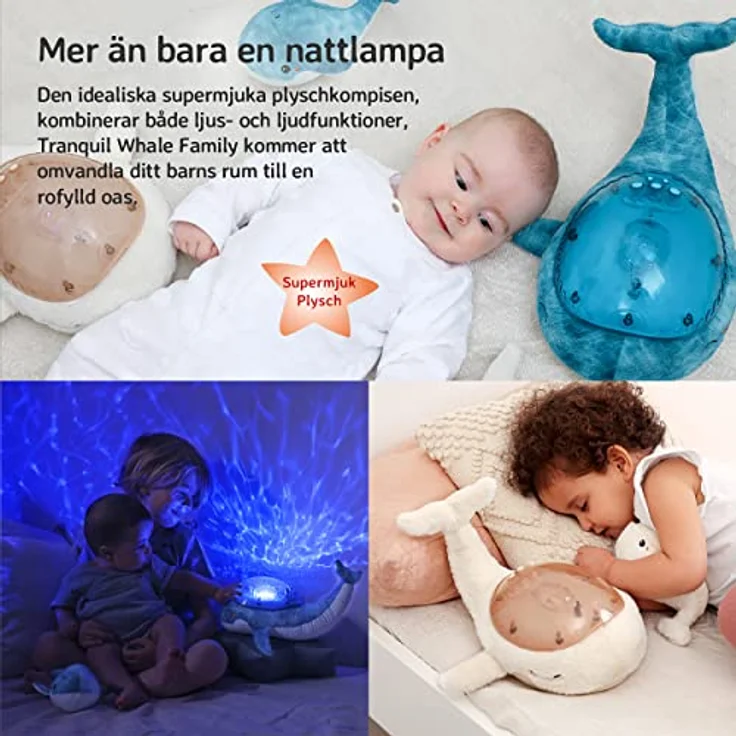 Cloud b Beruhigender Nachtlicht Ozean Projektor mit beruhigenden Klängen | Einstellbare Helligkeit | 3 Farben | Auto-Shutoff | Tranquil Turtle Weiss – Bild 3
