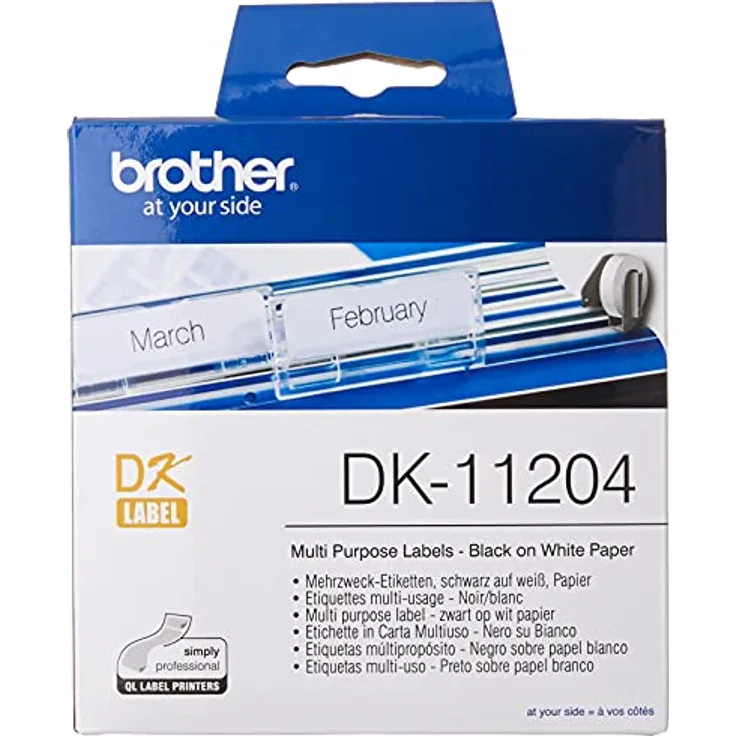 Brother Etiketten vorgeschnittenes Papier DK11204 17 X 54 MM MULTIPROPOSITT 400 Etiketten