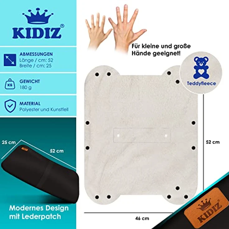 KIDIZ® Handwärmer Kinderwagen Handschuhe Handmuff Kinderwagenmuff mit warme Plüschmaterial Fleece und Baumwolle Innenseite Wasserdicht Winddicht Handwärmer Universalgröße für alle Kinderwagen Buggy Anthrazit – Bild 9