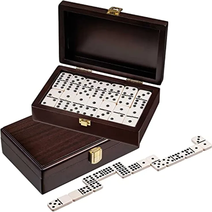 Philos 3627 - Domino, Doppel 9, Walnussoptik, Holz
