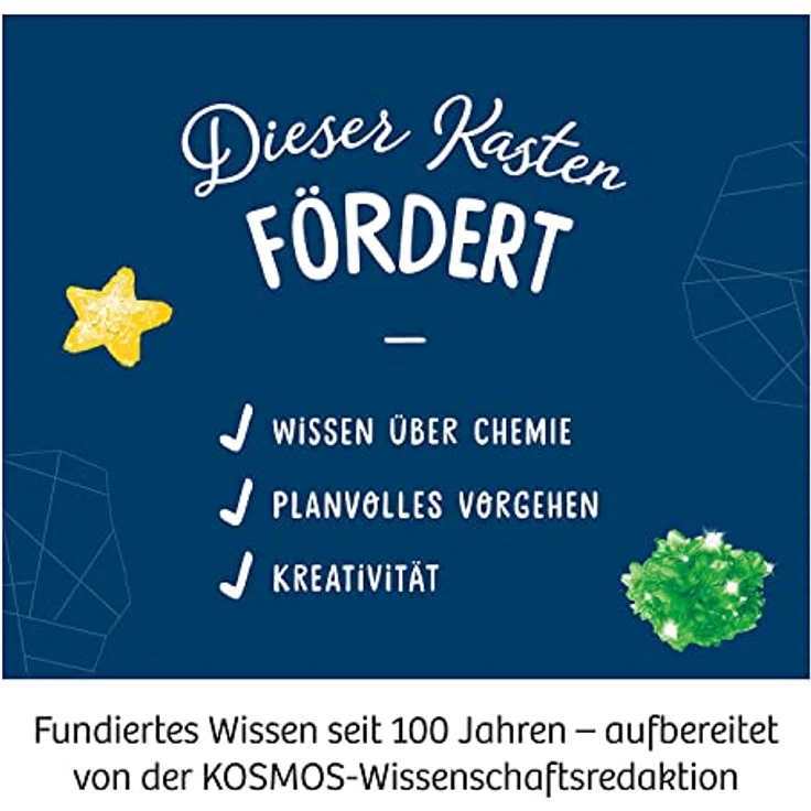 KOSMOS 645601 Kristalle züchten - Lass faszinierende Kristalle wachsen - Komplett-Set, glitzernde Blitzkristalle, Schatztruhe, Deko, Experimentierkasten - Kinder ab 10-14 Jahre – Bild 5