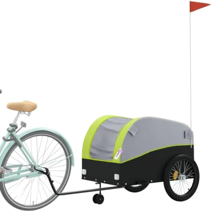 vidaXL Fahrradkinderanhänger Fahrradanhänger Schwarz und Grün 45 kg Eisen, Robustes Material, Praktisches Design, Maximale Tragfähigkeit – Bild 4