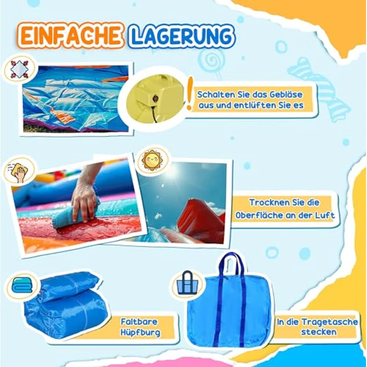 Outsunny Aufblasbare Hüpfburg mit Gebläse, Wasserspielcenter mit Rutsche und Sicherheitsnetz, für Kinder 3-8 Jahre, 330 x 280 x 200 cm – Bild 4