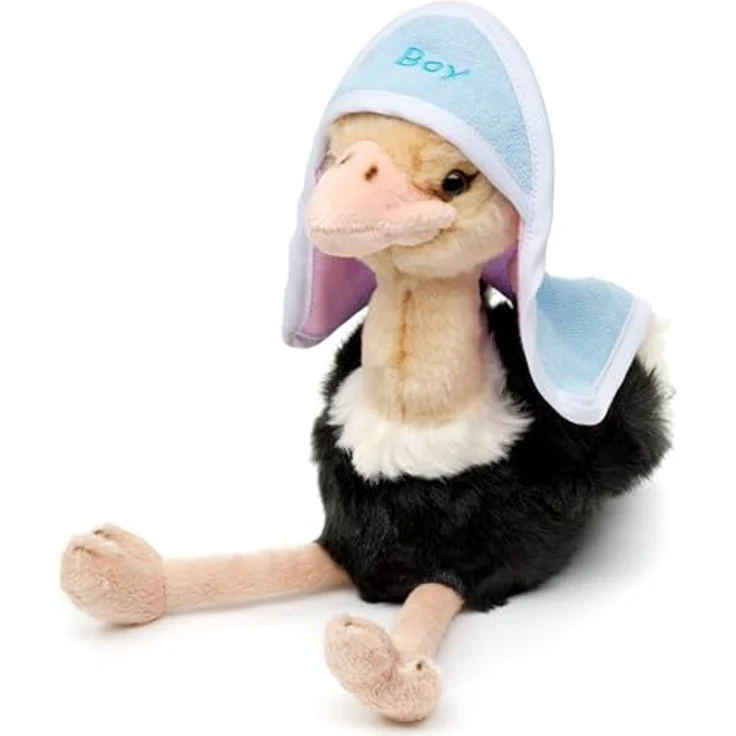 Uni-Toys Strauß mit wendbarer Haube, 28 cm Plüschtier für Baby-Shower-Party, Boy/Girl, nachhaltiges Füllmaterial – Bild 2