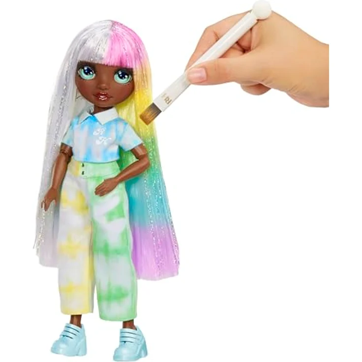 MGA ENTERTAINMENT Rainbow High Watercolor & Create, Anziehpuppe mit grünen Augen, DIY-Modepuppe mit auswaschbaren Aquarellfarben – Bild 3