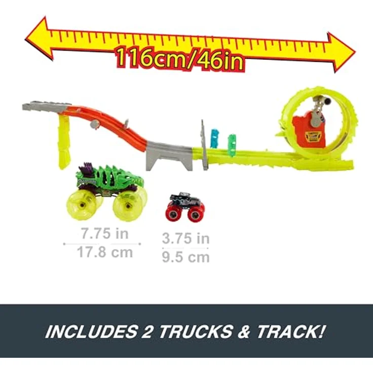 Mattel Hot Wheels Monster Trucks Race & Chase Challenge Track, inkl. 2 Fahrzeuge – Bild 3