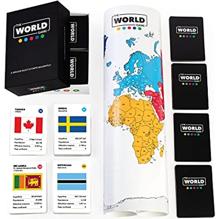 The World Game The World Game - Italienisches Geographie-Kartenspiel für Kinder und Erwachsene - Lernspiel mit 194 Ländern und Weltkarte, Geschenkidee für Jungen und Mädchen – Bild 3