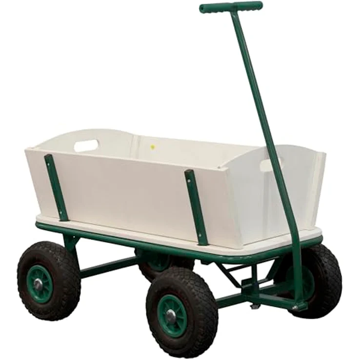 Ambia Garden Bollerwagen, Braun-Grün, aus Holz und Metall, 95x97x61 cm, CE-zertifiziert, ideal für Baby und Kind – Bild 1