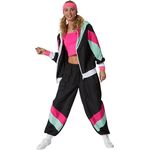 dressforfun Jogginganzug Damen Set, Trainingsanzug Damen - Retro-Look der 80er und 90er, schwarz, L