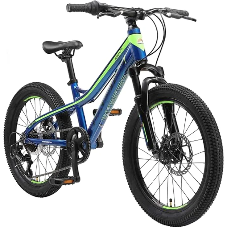 BIKESTAR Alu Mountainbike Jugendfahrrad 20 Zoll ab 6-9 Jahre Hardtail | 7 Gang Shimano Schaltung, Scheibenbremse, Federgabel | Kinder Fahrrad Blau Grün | Risikofrei Testen – Bild 1