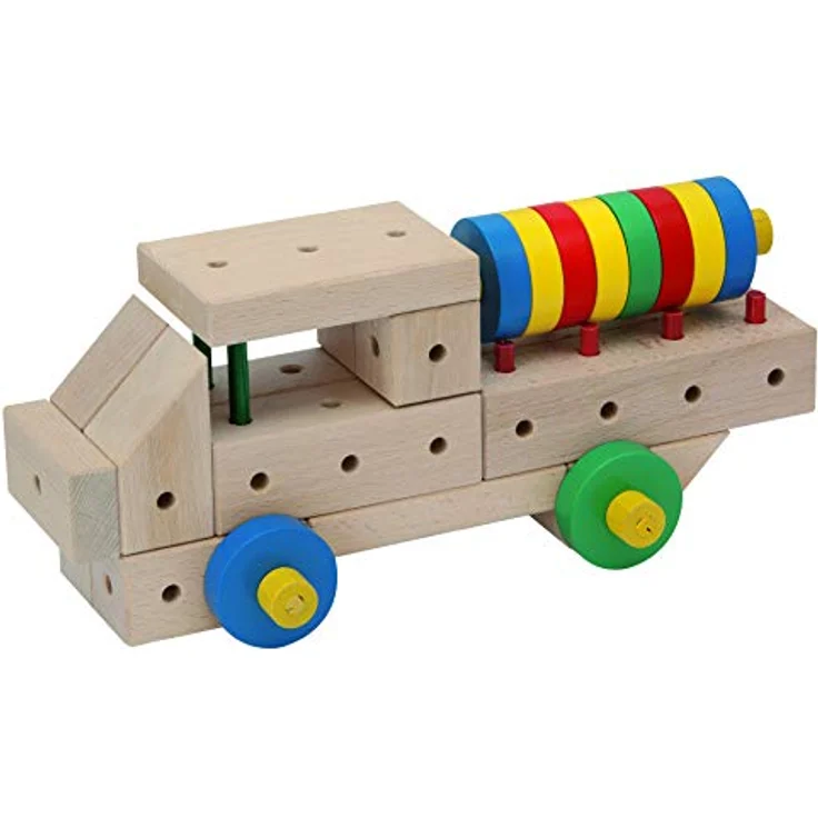 Matador Kinder Baukasten 175-tlg., Holz Konstruktionsspielzeug ab 3 Jahren zur Förderung von Kreativität und Feinmotorik, mit Stäbchen, Klötzen, Hammer & Zange – Bild 5