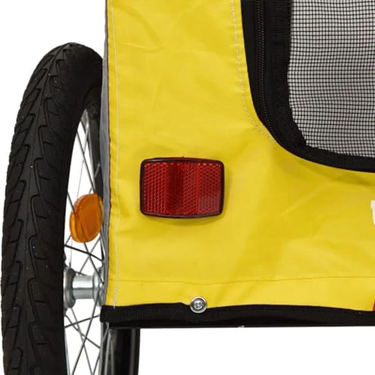 vidaXL Fahrradhundeanhänger Fahrradanhänger Hunde Gelb und Grau Oxford-Gewebe und Eisen, Robuster Rahmen, Komfortables Design, Sicheres Fahren, Vielfältige Anwendungen – Bild 5