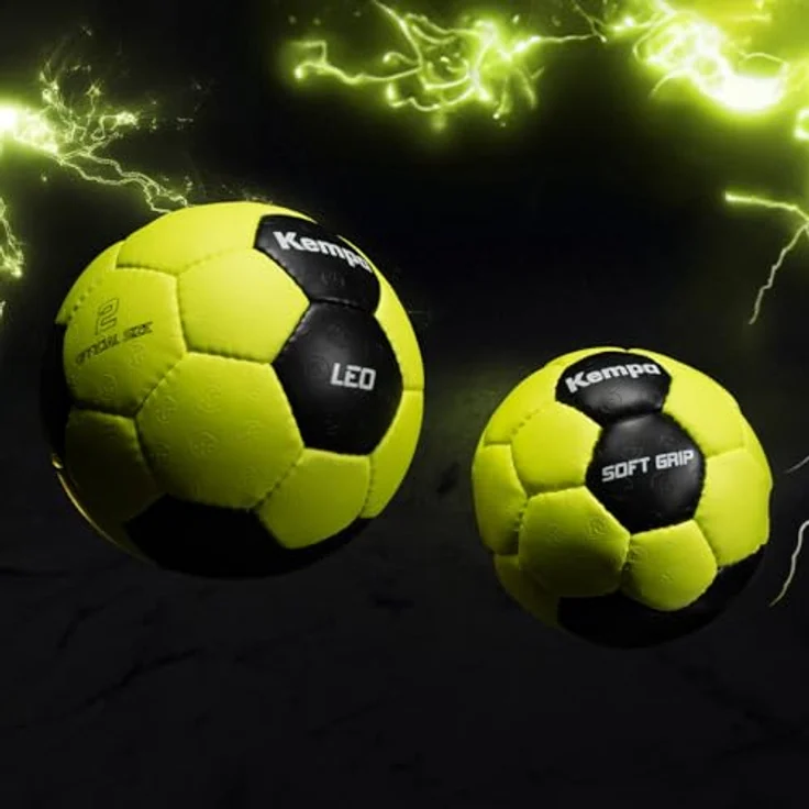 Kempa Handball Leo, Handball in Fluo Gelb/Schwarz mit starkem Halt und auffälligem Design – Bild 2