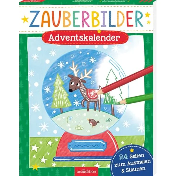 ars Edition Zauberbilder Adventskalender, Malbuch mit 24 magischen Ausmaltürchen auf Spezialpapier – Bild 1