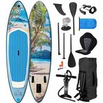 BRAST® SUP Board Tropic, Aufblasbares Stand Up Paddle Set mit 320x81x15cm, Tragkraft bis 140kg, 6 Designs, inkl. 2in1 Paddel/Kajak-Sitz, Action-Cam-Halterung, Pumpe, Rucksack, 5 Jahre Garantie