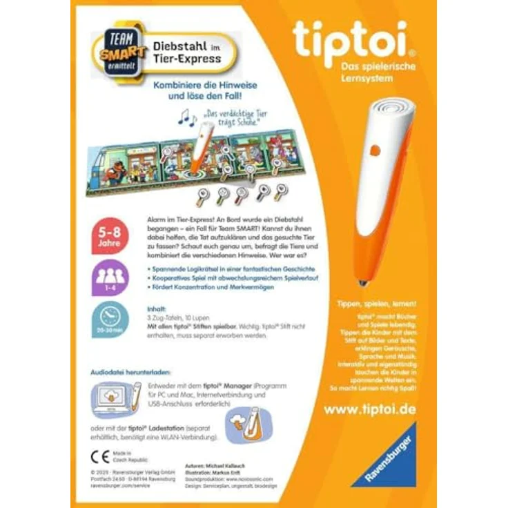 Ravensburger tiptoi® Spiel - Team SMART ermittelt - Diebstahl im Tier-Express, interaktives Lernspiel für Kinder über 3 Jahren – Bild 2