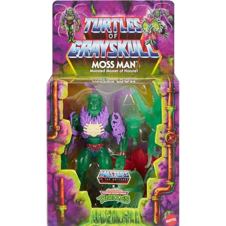 Masters of the Universe Motu x TMNT: Turtles of Grayskull Deluxe Moss Man Figurine, 14 cm, Sammelfigur mit ikonischen Waffen und Zubehör – Bild 2