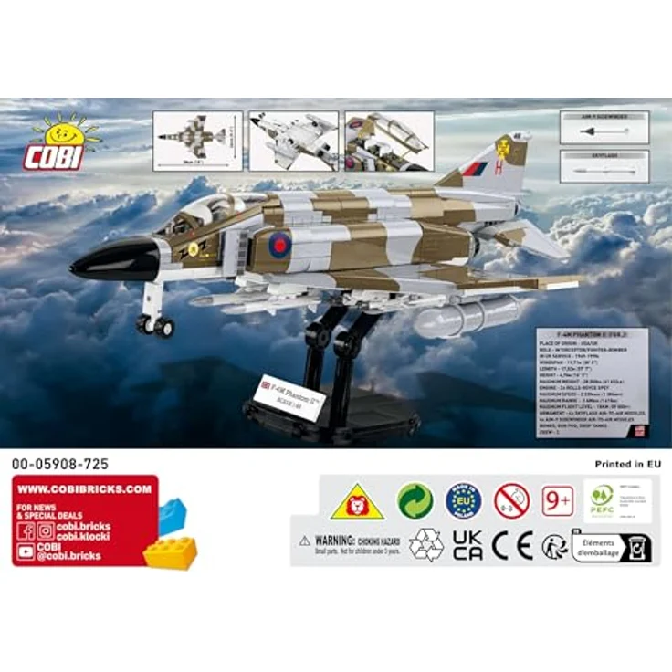 Cobi F-4M Phantom II, Klemmbausteinmodell mit 728 Teilen, britische Version der legendären RAF-Abfangjäger – Bild 16