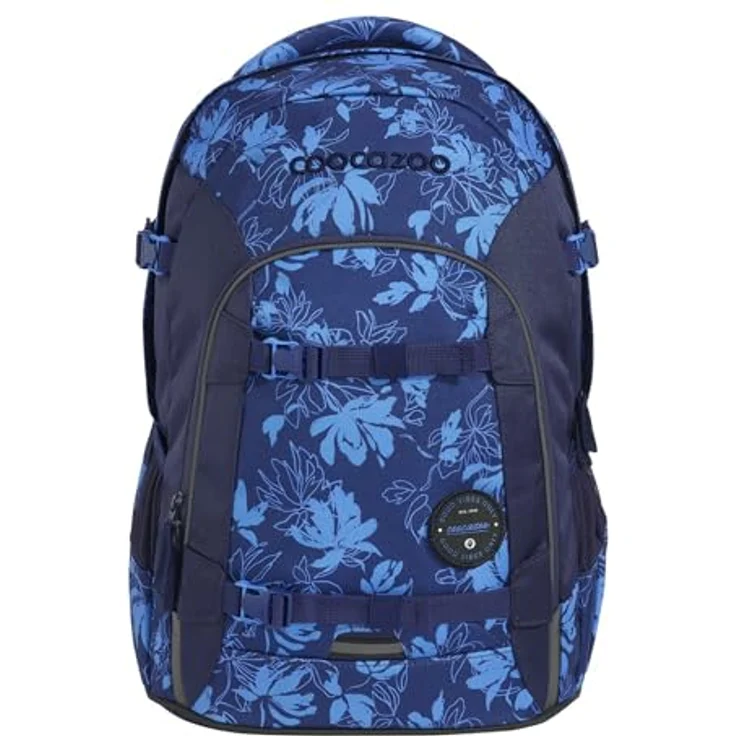 Coocazoo JOKER Schulrucksack-Set „Tropical Night“, 3-teilig, ergonomischer 25L Tornister mit Brust- und Hüftgurt, blau, inkl. Mäppchen und Geldbörse, 100% recycelte PET-Flaschen – Bild 2