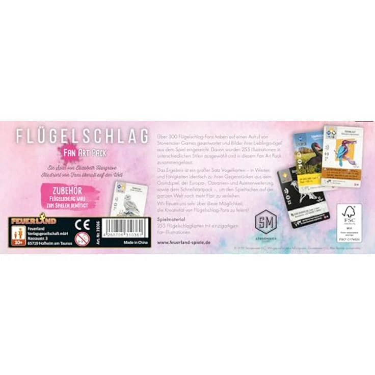 Feuerland Spiele Flügelschlag - Fan Art Pack, Erweiterung zum Kennerspiel des Jahres 2019, 255 Karten mit neuen Illustrationen – Bild 3