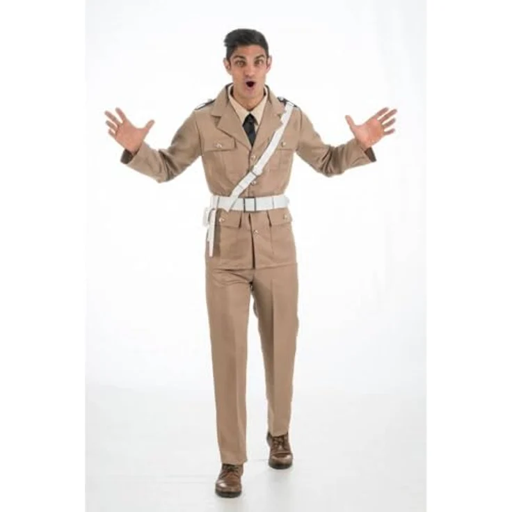 Chaks Kostüm Gendarme Saint-Tropez Herren, Jacke, falsches Hemd mit Krawatte, Hose mit Clips, Gürtel mit Holster, beige – Bild 3