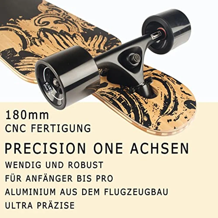 JUCKER HAWAII Longboard HOKU V2 Precision Flex 1, Fiberglas-Bambus-Konstruktion, 78A Allround Cruiser Wheels, ABEC 9 Kugellager – Bild 5