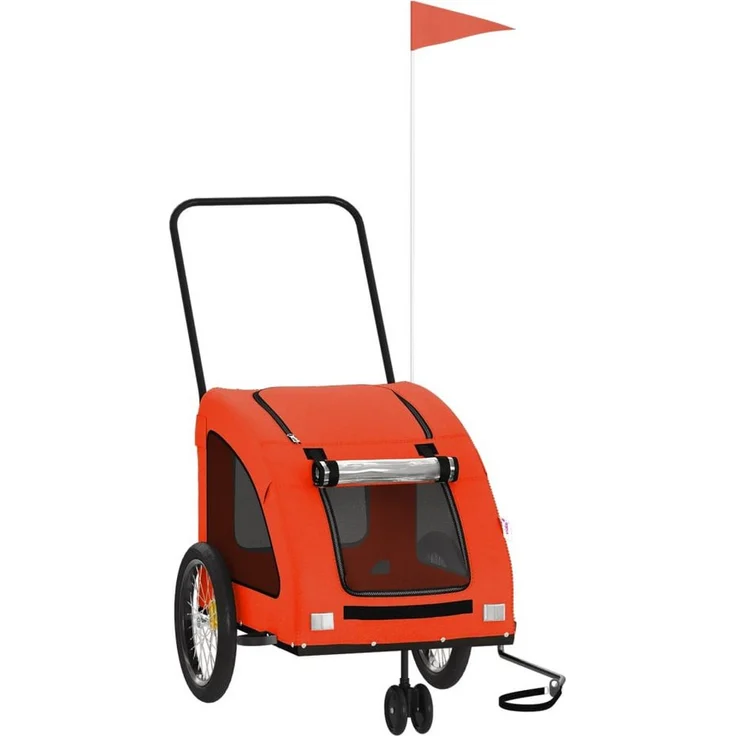 vidaXL Fahrradhundeanhänger Hunde Orange und Grau, Robuster Rahmen aus Eisen, Komfortables Oxford-Gewebe – Bild 1