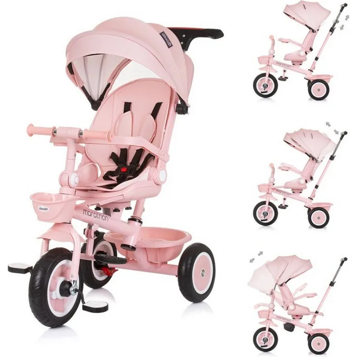 Chipolino Dreirad Tricycle Marathon 2 in 1, Dreirad, Sitz umkehrbar, Gummiräder, Dach, blau