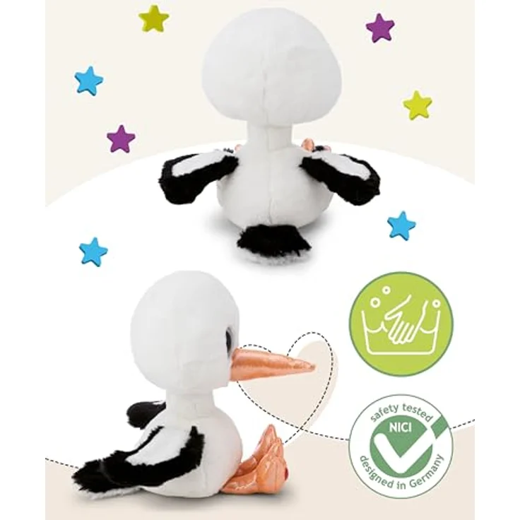 NICI Kuscheltier GLUBSCHIS Storch Sir Sorto, 15cm, weiß, weiches Plüschstofftier mit Glitzeraugen, ideal zum Kuscheln und Spielen, perfektes Geschenk für Kinder und Erwachsene | 63032 – Bild 3