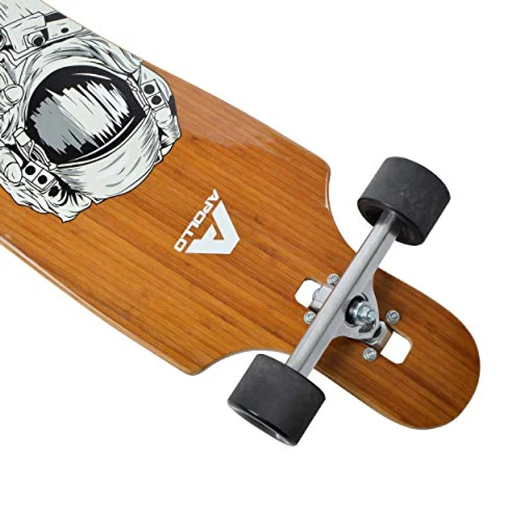 Apollo Longboard, Komplettboard mit Deck aus Bambus & Fiberglas, High-End Board mit ABEC 9 Kugellager, Flex 2 Longboards für Jugendliche und Erwachsene, Profi-Cruiser – Bild 2