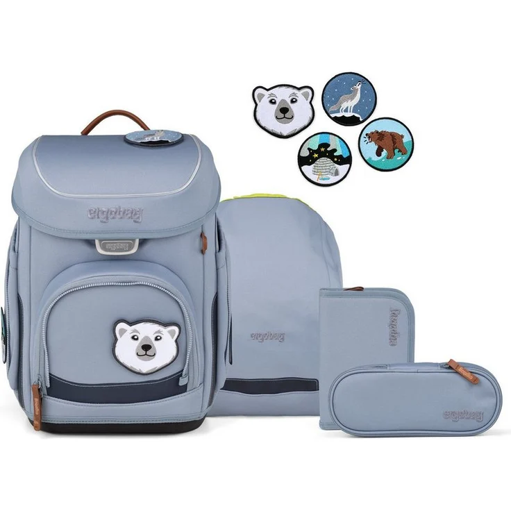 ergobag cubo Schulranzen-Set FährtenlesBär, ergonomischer Schulranzen mit wasserabweisendem Material und individueller Anpassung