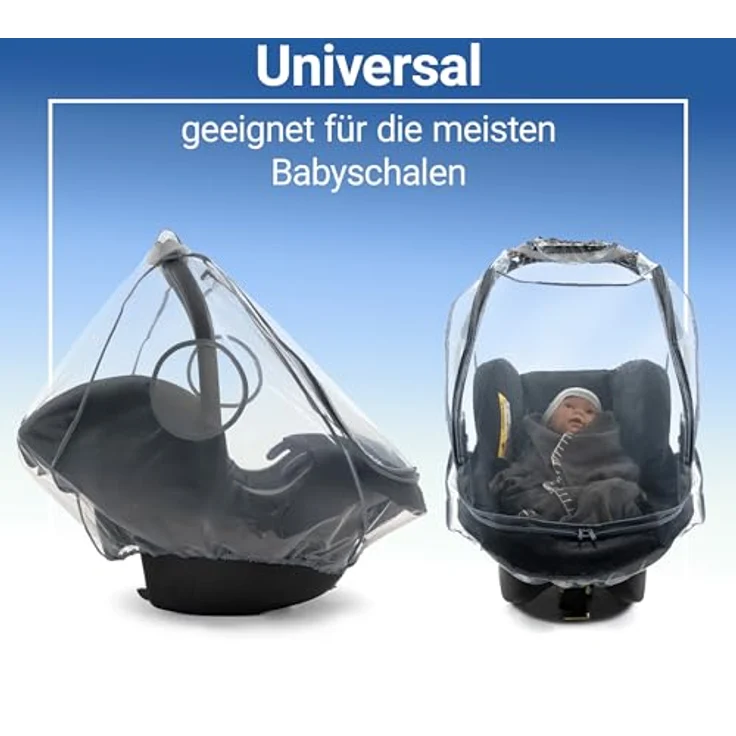 Zamboo Kinderwagen-Regenschutzhülle Universal, Regenschutz für Babyschalen / Maxi-Cosi mit Reißverschluss und integrierter Belüftung – Bild 8