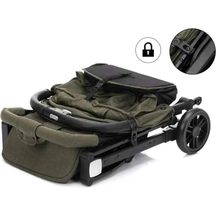 Fillikid Kinder-Buggy Styler Elite, oliv melange - Kompakter Sportwagen mit ausziehbarem Trolleygriff und großem Korb – Bild 7