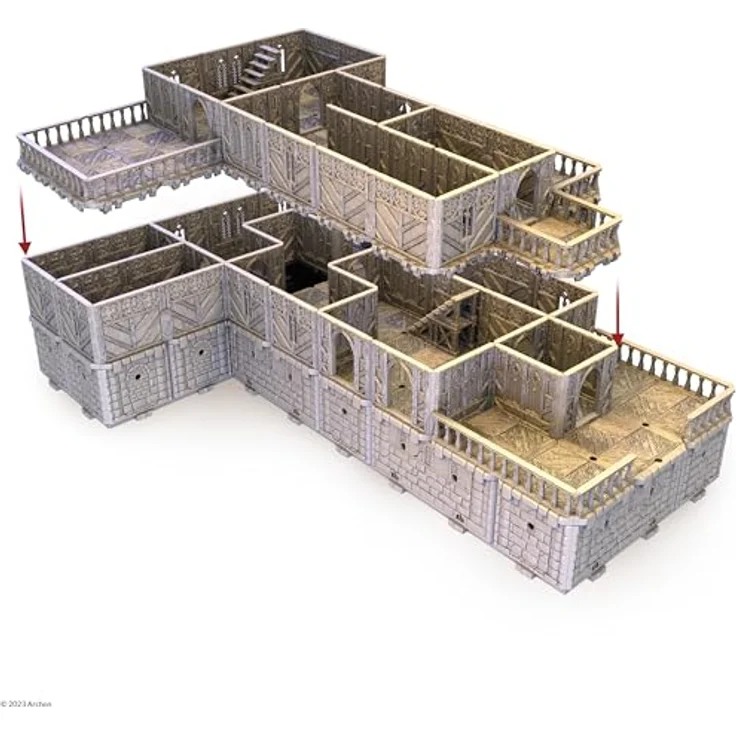 Archon Studio Dungeons & Lasers - Scales & Ales Tavern, Modularer Spieltisch mit 256 Stiften und 144 Clips, rustikales Design mit Keller und Balkonen – Bild 7
