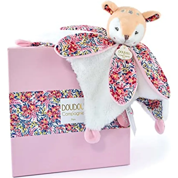 Doudou et Compagnie - Boh'aime DC4021 Kuscheltier Blütenblatt – Rosa – 27 cm – Geschenk zur Geburt – schöne Geschenkbox