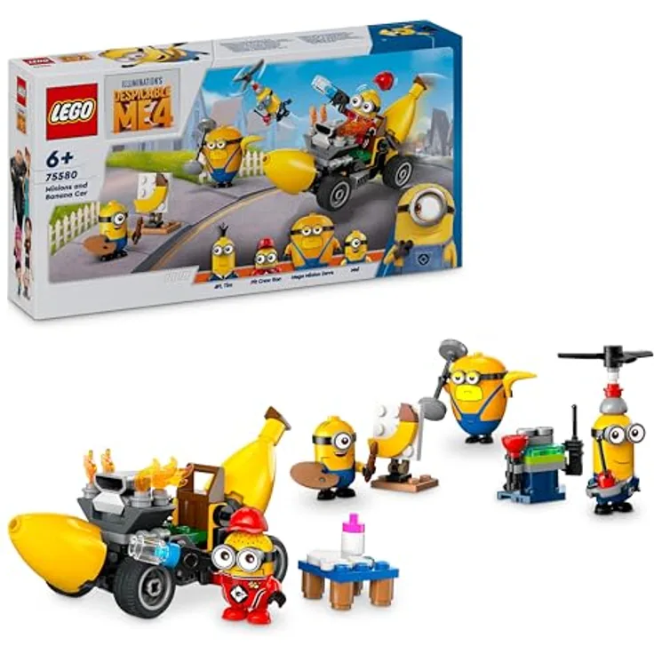 LEGO Ich – Einfach unverbesserlich 4: Minions und das Bananen Auto, 4 Minifiguren, Kinderspielzeug, Geschenk für Jungen und Mädchen, 75580 - Preisvergleich