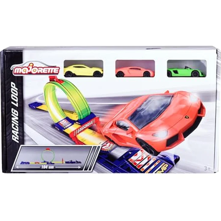 Majorette Racing Loop, Startbahn mit Autostarter, Looping und Sprung, 3 Fahrzeuge im Maßstab 1:64, ab 3 Jahren, 212051027 – Bild 5