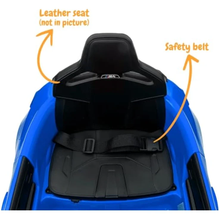 Vrooomy Kinder Elektroauto BMW M4 Competition, 12V mit Fernbedienung, Blau, für 1 bis 5 Jahre, Sicherheitsgurt, MP3-Player, EVA-Gummireifen – Bild 8