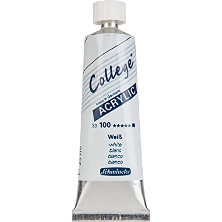 Schmincke College Acrylic, Weiß, 35 ml Tube, Acrylfarbe mit Künstler-Pigmenten, deckend, lichtecht, seidenmatt – Bild 1