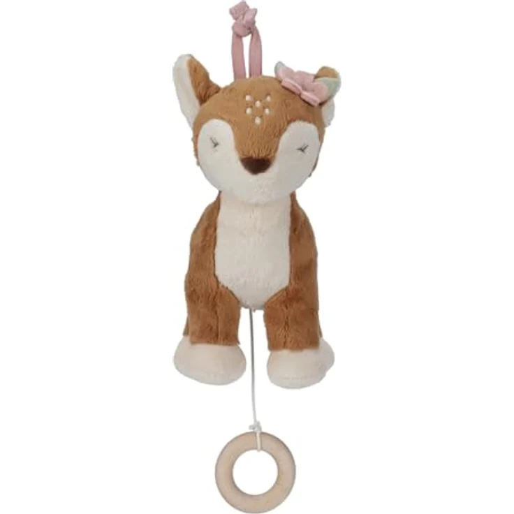 Little Dutch 9006 Spieluhr REH, Musikspielzeug aus 100% Polyester mit Holzring, 18x10x19 cm, ideal als Geschenk zur Geburt – Bild 1