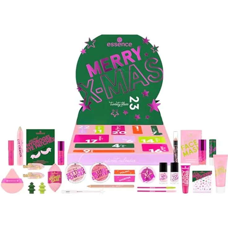 Essence Adventskalender little X-MAS WONDER, 24-teiliges Set mit exklusiven Make-up-Überraschungen und festlichem Design