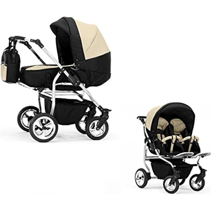 Elcar Zwillingskinderwagen 2 in 1 Duo Twin inkl. Sportsitze - 11 Teile - Komfortable Federung - in 20 Farben – Bild 1