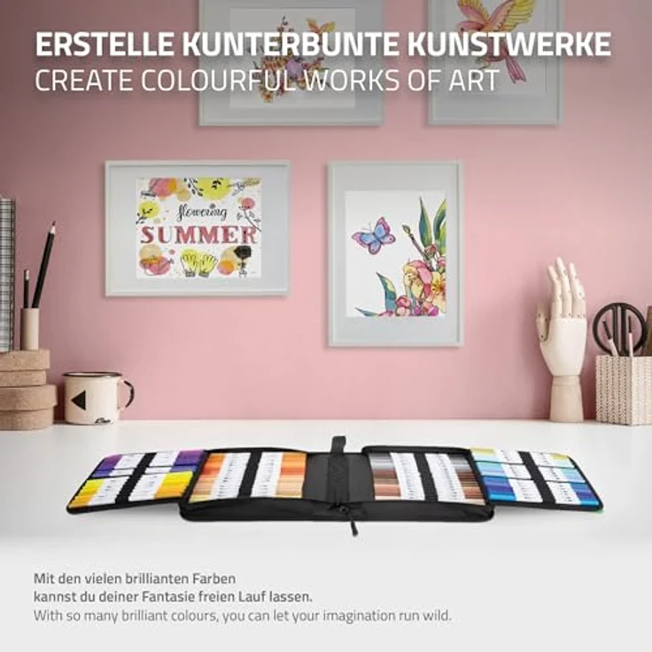ECD Germany Kreativset Malkoffer 121-tlg, Dual Brush Pen Set mit 120 Farben, wasserbasierte Doppelfasermaler, praktisches Mäppchen mit Reißverschluss – Bild 4